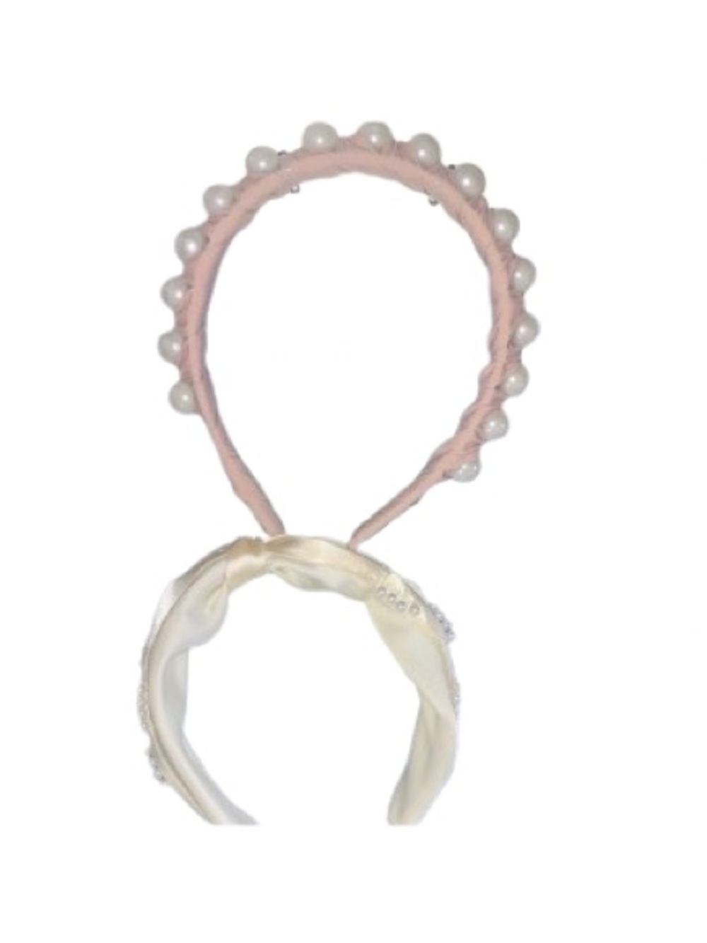 Pearl Embellished Headband Set Cream and Pink